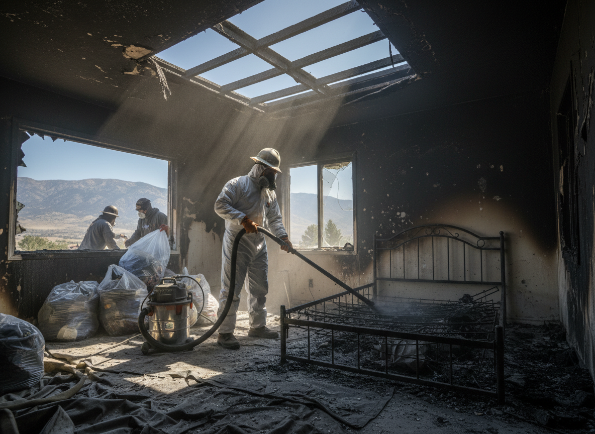 Bedroom fire damage cleanup in Sun Valley