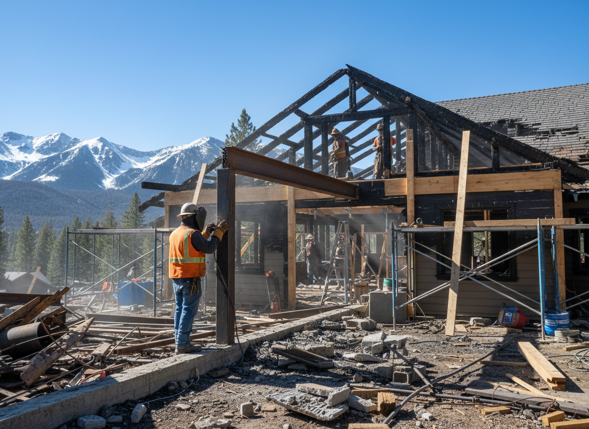 Structural repair after fire in Sun Valley